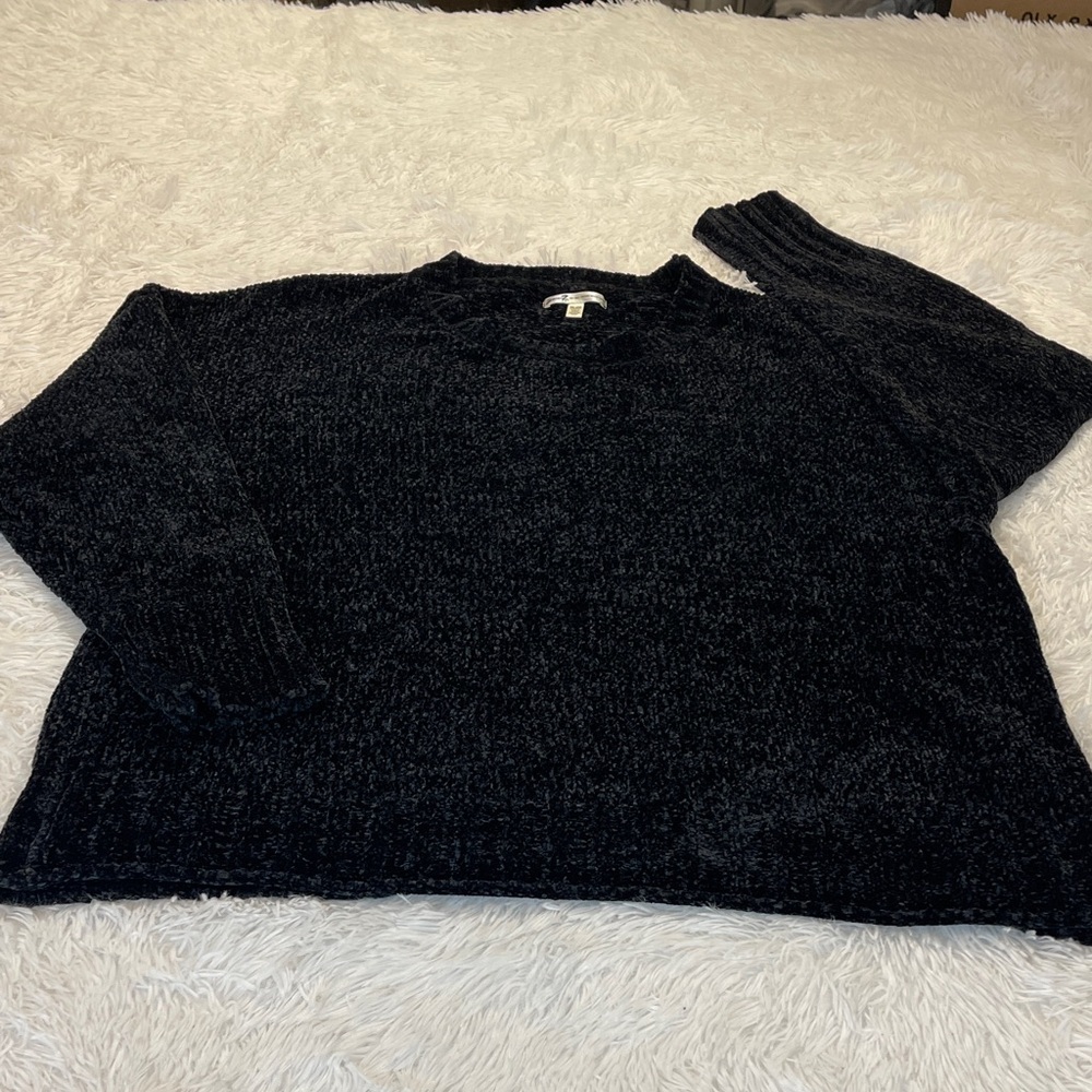 Seven 7 Women's Black Crew Neck Sweater WITH SCARF SIZE XXL